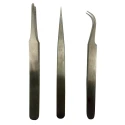 RS PRO 120mm Low Carbon Austenitic Steel Rounded, Bent, Flat Tweezer Set 238-0690