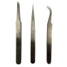 RS PRO 120mm Low Carbon Austenitic Steel Rounded, Bent, Flat Tweezer Set 238-0690