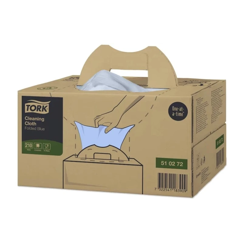Tork Blue Non-Woven Fabric Cleaning Cloths Lint Free, Dry Use, Reusable, 210 Per Pack, 41.5 x 35.5 cm 510272