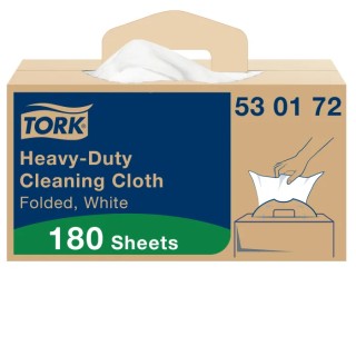 Tork White Non-Woven Fabric Heavy Duty Cleaning Cloths, Dry Use, 41.5 x 35.5 cm, Box of 180 Per Pack, Repeat Use 530172