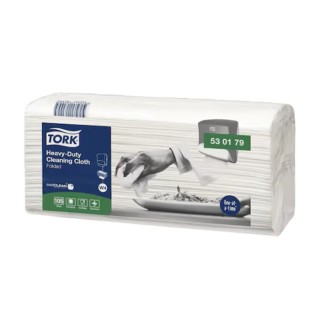 Tork White Heavy-Duty Non-Woven Fabric Cloths for Industrial Cleaning, Dry Use, Box of 105, 415 x 355 mm, Repeat Use 530179