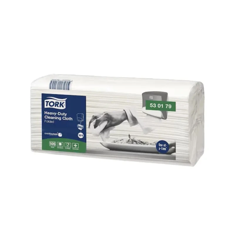 Tork White Heavy-Duty Non-Woven Fabric Cloths for Industrial Cleaning, Dry Use, Box of 105, 415 x 355 mm, Repeat Use 530179