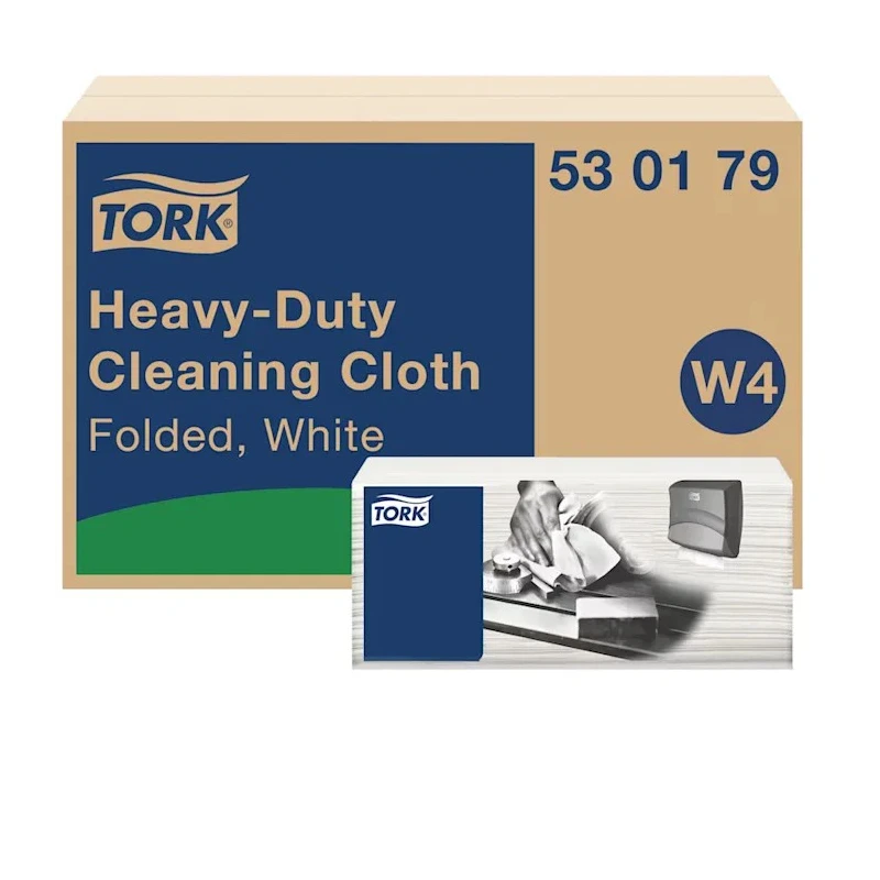 Tork White Heavy-Duty Non-Woven Fabric Cloths for Industrial Cleaning, Dry Use, Box of 105, 415 x 355 mm, Repeat Use 530179