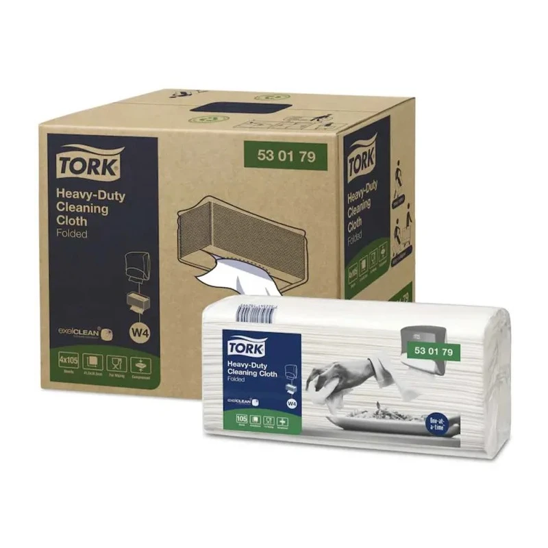 Tork White Heavy-Duty Non-Woven Fabric Cloths for Industrial Cleaning, Dry Use, Box of 105, 415 x 355 mm, Repeat Use 530179