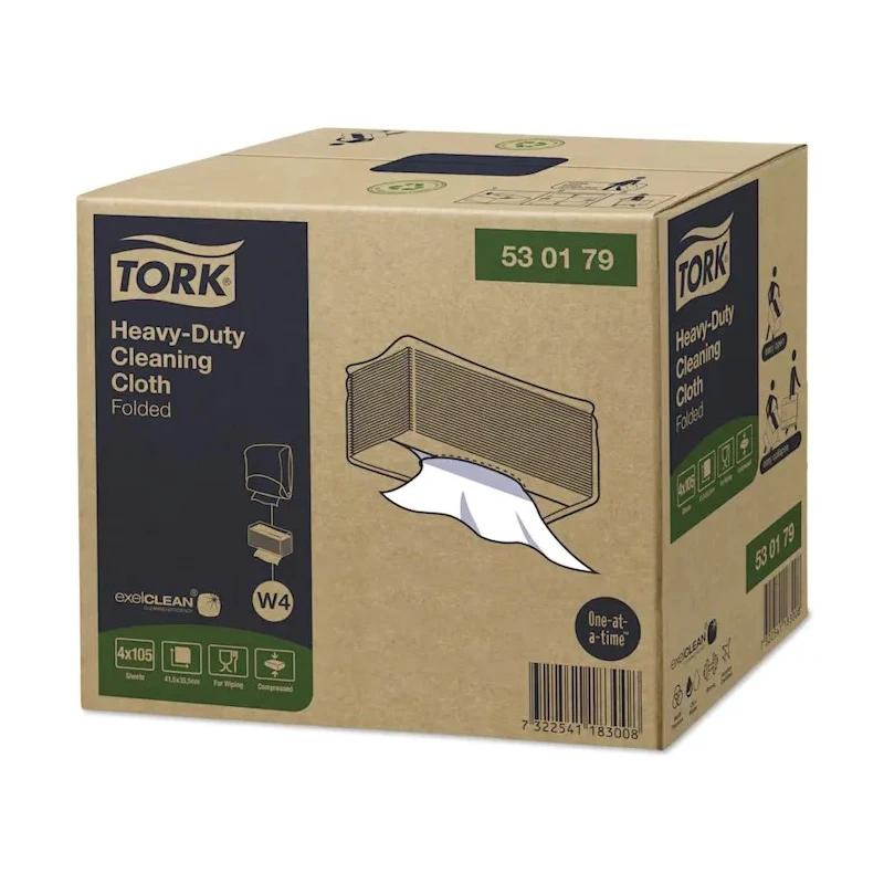 Tork White Heavy-Duty Non-Woven Fabric Cloths for Industrial Cleaning, Dry Use, Box of 105, 415 x 355 mm, Repeat Use 530179