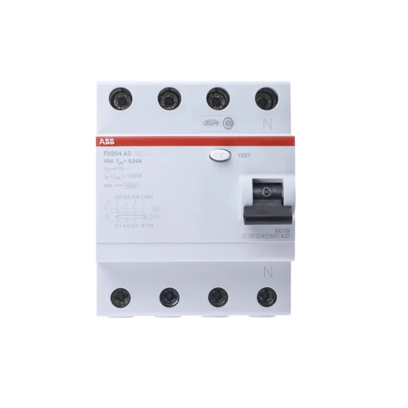 ABB Series Residual Current Circuit Breaker, 40A Current Rating, 4-Pole, 30 mA Trip Sensitivity, Type AC, 1 kA FH200