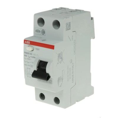 ABB Residual Current Circuit Breaker FH200 Series 63A, 2-Pole, 30mA Trip Sensitivity, Type AC, 400V AC FH200