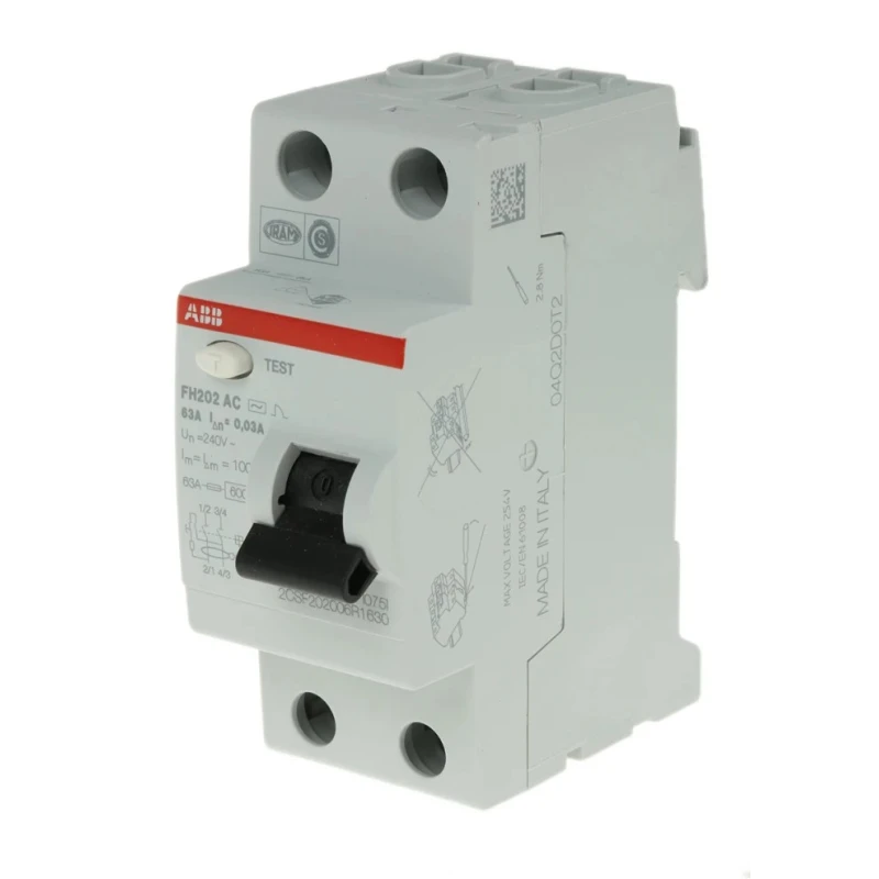ABB Residual Current Circuit Breaker FH200 Series 63A, 2-Pole, 30mA Trip Sensitivity, Type AC, 400V AC FH200