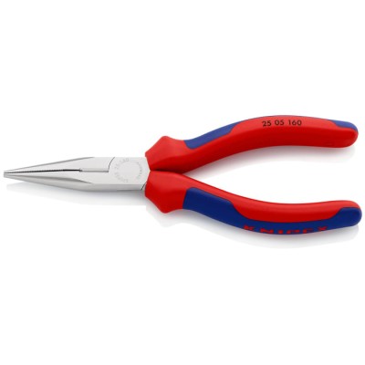 Knipex Long Nose Plier Pointed Vanadium Electric Steel Chrome Finish 160mm Overall with 50mm Jaw 25 05 160