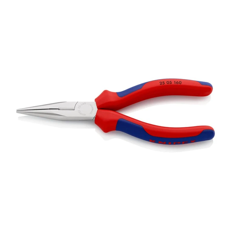 Knipex Long Nose Plier Pointed Vanadium Electric Steel Chrome Finish 160mm Overall with 50mm Jaw 25 05 160