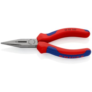 Knipex Long Nose Plier Pointed 140mm Overall Length, 42mm Jaw Length, Plastic Coated Handle 25 02 140