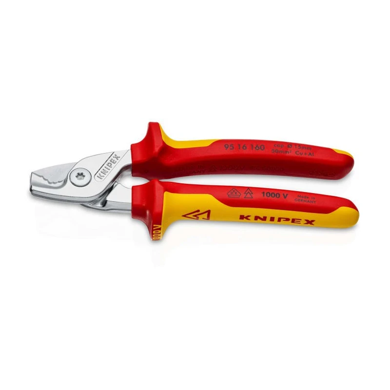 Knipex VDE 1000V Approved Twin Cutting Edge Cable Cutter 160mm 15mm Cutting Capacity 95 16 160