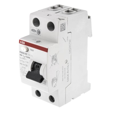 ABB Residual Current Circuit Breaker 40A 2-Pole 30 mA Type AC 400V AC FH200 2CSF202006R1400 FH202 AC-40/0,03
