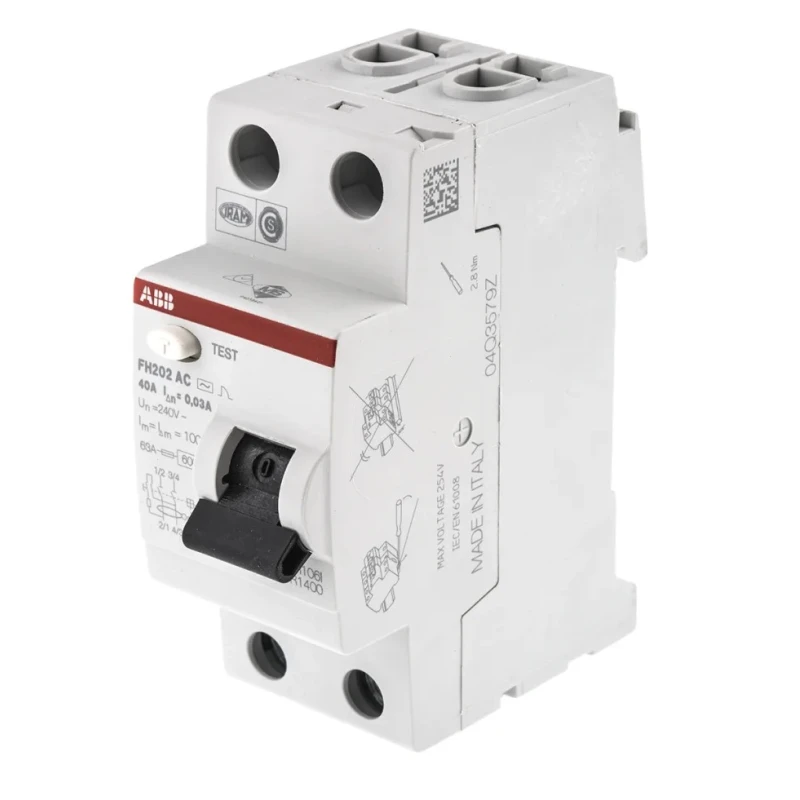 ABB Residual Current Circuit Breaker 40A 2-Pole 30 mA Type AC 400V AC FH200 2CSF202006R1400 FH202 AC-40/0,03