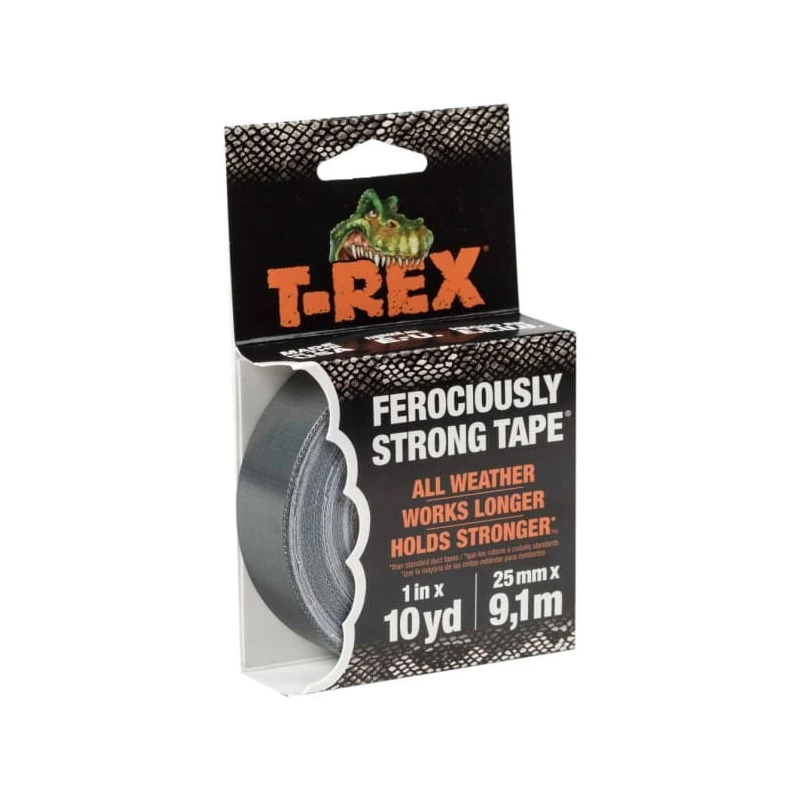 T-REX Cloth Tape 25mm Width x 9.14m Length Grey Backing Cloth Natural Rubber Adhesive, Thickness 1.49mm, Tensile 241330
