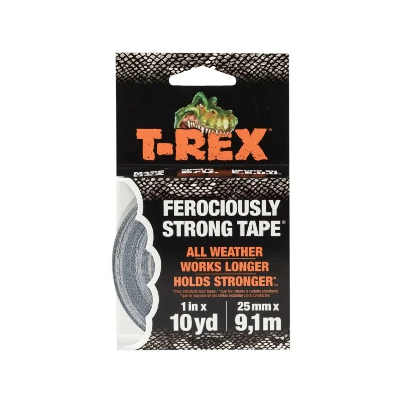 T-REX Cloth Tape 25mm Width x 9.14m Length Grey Backing Cloth Natural Rubber Adhesive, Thickness 1.49mm, Tensile 241330