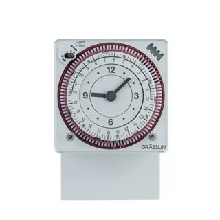Grasslin Analogue DIN Rail Time Switch 230V AC 1 Channel 15min Segment Length 02.80.0001.1