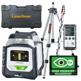 Laserliner Robust Horizontal 360° Green Laser Level 515 nm with Automatic Self Levelling IP54 60 m Working Range 052.555A