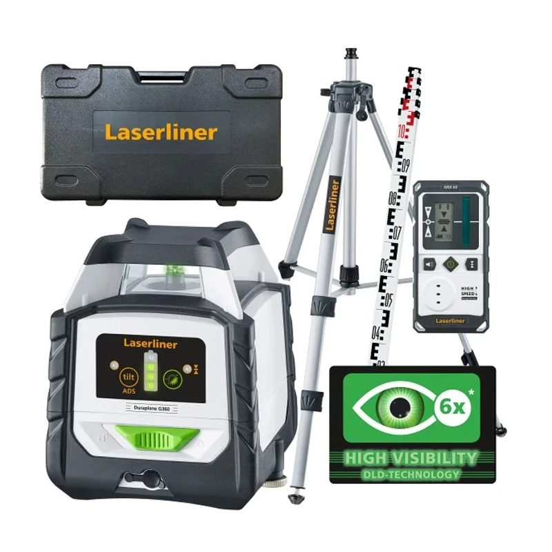 Laserliner Robust Horizontal 360° Green Laser Level 515 nm with Automatic Self Levelling IP54 60 m Working Range 052.555A