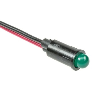 Dialight Green Panel Mount Indicator 5V dc 10mA Lead Wire Termination Prominent Bezel 559-0202-007F