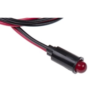 Dialight Red Panel Mount LED Indicator 559 Series, 6.4 mm Mount Hole, Lead Wire Termination, 12V DC 559-0103-007F
