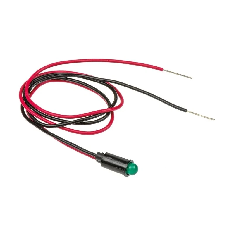 Dialight Green Panel Mount Indicator 5V dc 10mA Lead Wire Termination Prominent Bezel 559-0202-007F