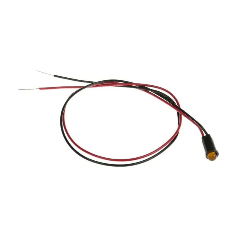 Dialight Yellow Diffused LED Panel Mount Indicator 6.4 mm Mount Hole, Lead Wire Termination, 12V DC, 8mcd, 559-0303-007F
