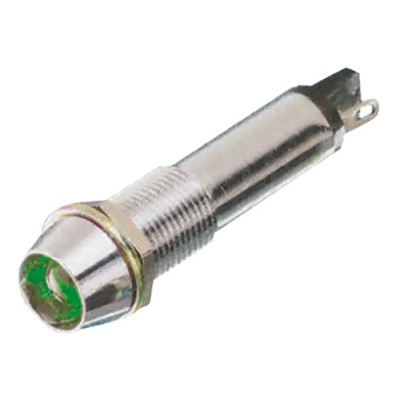 Dialight Green Indicator, 12V DC, 15mA, Solder Tab Termination, Recessed Bezel 609-2212-130F
