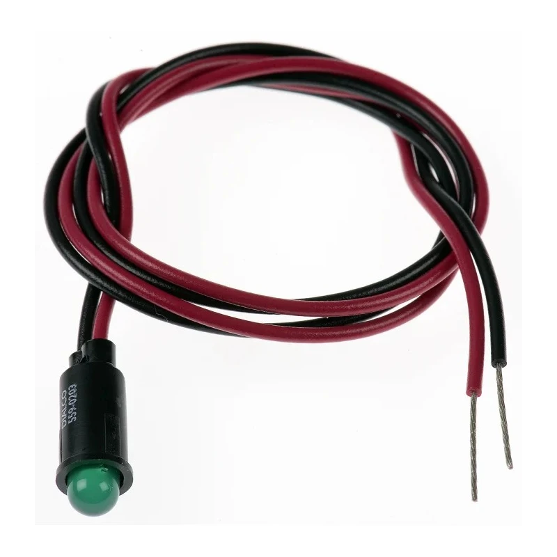 Dialight Green LED Panel Mount Indicator 559 Series 6.4 mm Mount Hole Size Lead Wire Termination 12V DC 559-0203-007F