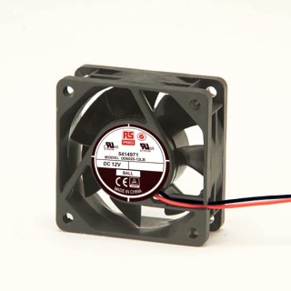 RS PRO Axial Fan 12V DC 22.1 m³/h Airflow 1 W Power 80 mA Max Current 60 mm Square Frame 25 mm Depth 541-4971