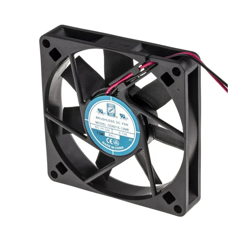 RS PRO Axial Fan 12V DC 1.8W 39.1 m³/h 80 mm Square Frame Ball Bearing 2500 RPM 541-5003
