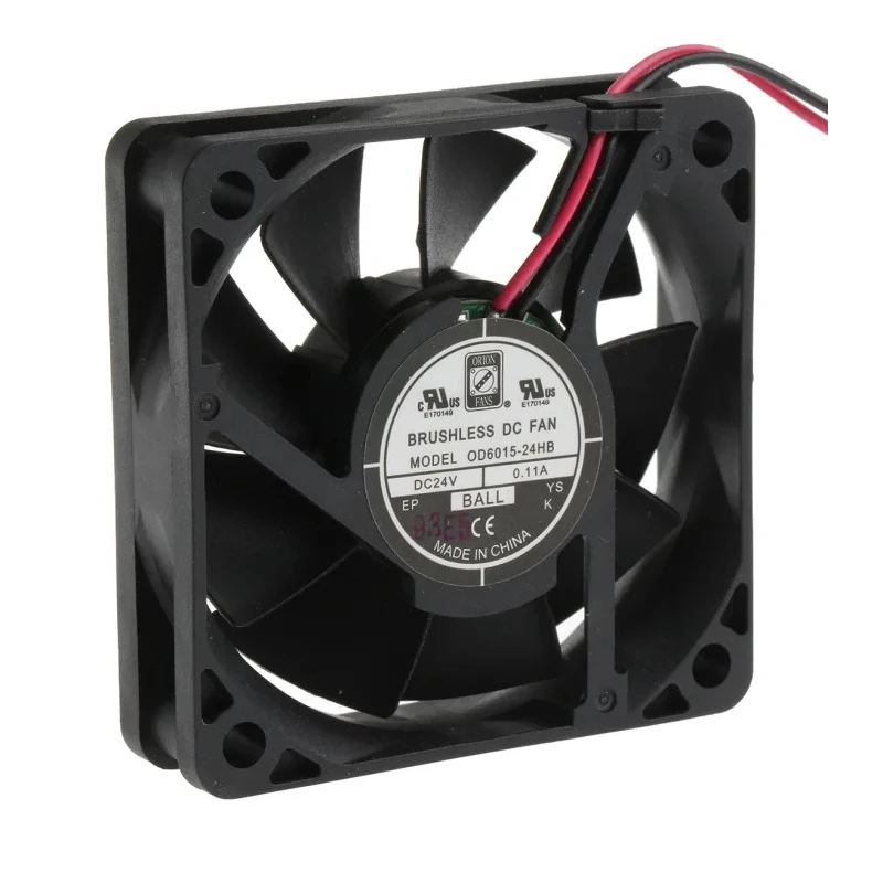 RS PRO Axial Fan 24V DC 27.2 m³/h Air Flow 1.4W Power 60 mm Square Frame Ball Bearing 4500 RPM 541-5205