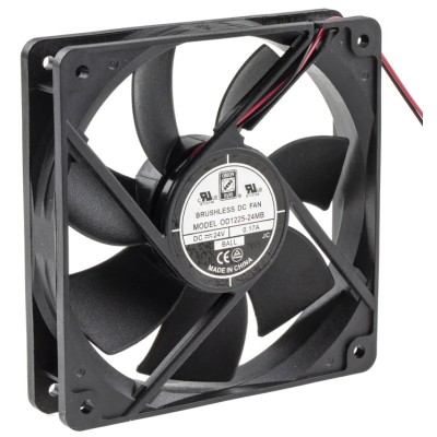 RS PRO Axial Fan 24V DC 4W 170mA 141 m³/h 120mm Square Frame Ball Bearing 25mm Depth 541-5356