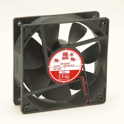 RS PRO High-Performance Brushless DC Ball Bearing Axial Fan 24V dc 124 m³/h 4 W 140 mA 120 mm 541-5378