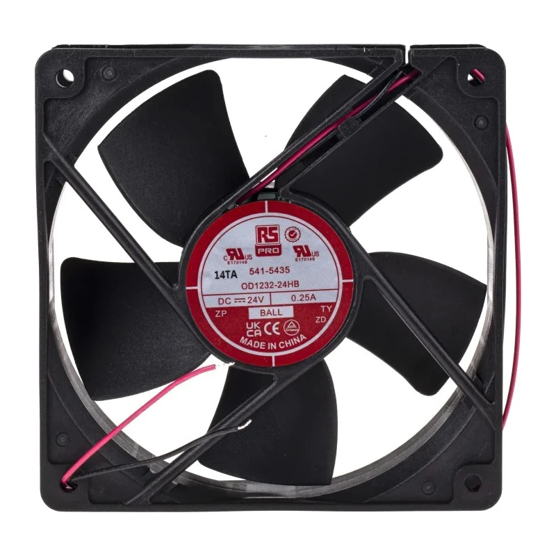 RS PRO Brushless DC Axial Fan, 24V DC, 6 W, 280 mA, 3750 RPM, Air Flow 203.9 m³/h, 120 mm Frame, Ball Bearing 541-5435