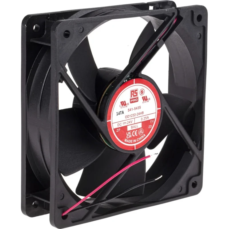 RS PRO Brushless DC Axial Fan, 24V DC, 6 W, 280 mA, 3750 RPM, Air Flow 203.9 m³/h, 120 mm Frame, Ball Bearing 541-5435