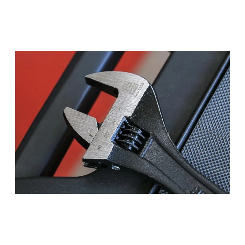 RS PRO Adjustable Wrench 30 mm Jaw Capacity, 254 mm Overall Length, Chrome Vanadium Steel, Phosphate Black Finish 541-6595