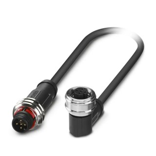 PHOENIX CONTACT Sensor Actuator Cable Straight Plug M12 to Angled Socket M12, 1.5 m, Polyurethane Jacket, 60V 1224223