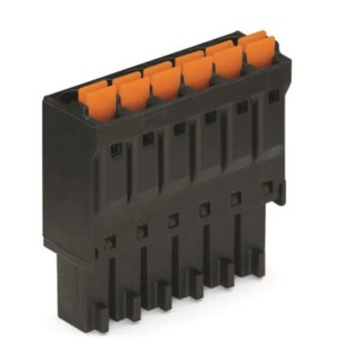 WAGO Pluggable Terminal Block, 6-Contact, 3.5 mm Pitch, 1 Row, Push-in Cage Clamp, 160 V, 8 A, Black 714-106