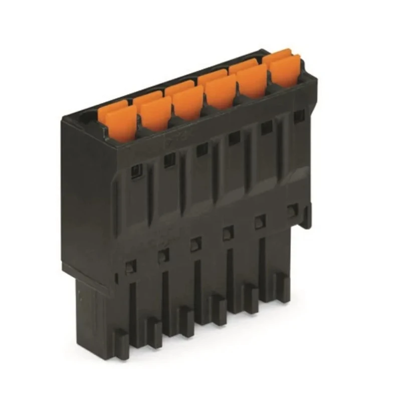 WAGO Pluggable Terminal Block, 6-Contact, 3.5 mm Pitch, 1 Row, Push-in Cage Clamp, 160 V, 8 A, Black 714-106