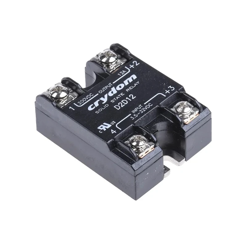 Crydom 1-DC Series Solid State Relay, 12 A Load Current, 200 V Load Voltage, Panel Mount, 32 V Control D2D12
