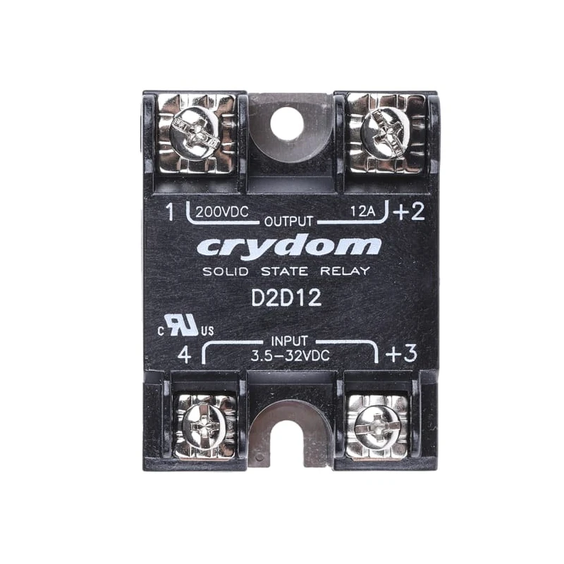 Crydom 1-DC Series Solid State Relay, 12 A Load Current, 200 V Load Voltage, Panel Mount, 32 V Control D2D12