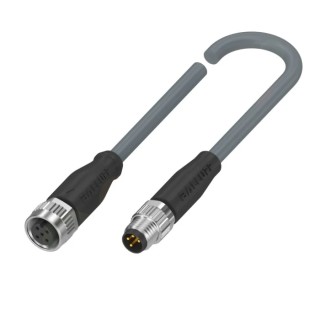 BALLUFF Sensor Actuator Cable 250V 3m Polyvinyl Chloride Jacket Female 4 Way to Male 4 Way Straight BCC03TY