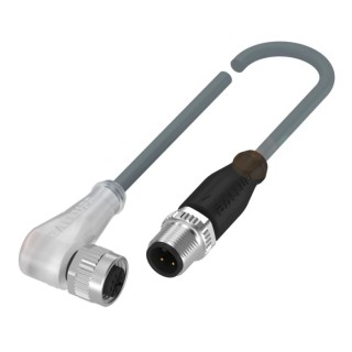BALLUFF Sensor Actuator Cable Female 4 Way Right Angle to Male 4 Way Straight, PVC Jacket 600 mm BCC0398