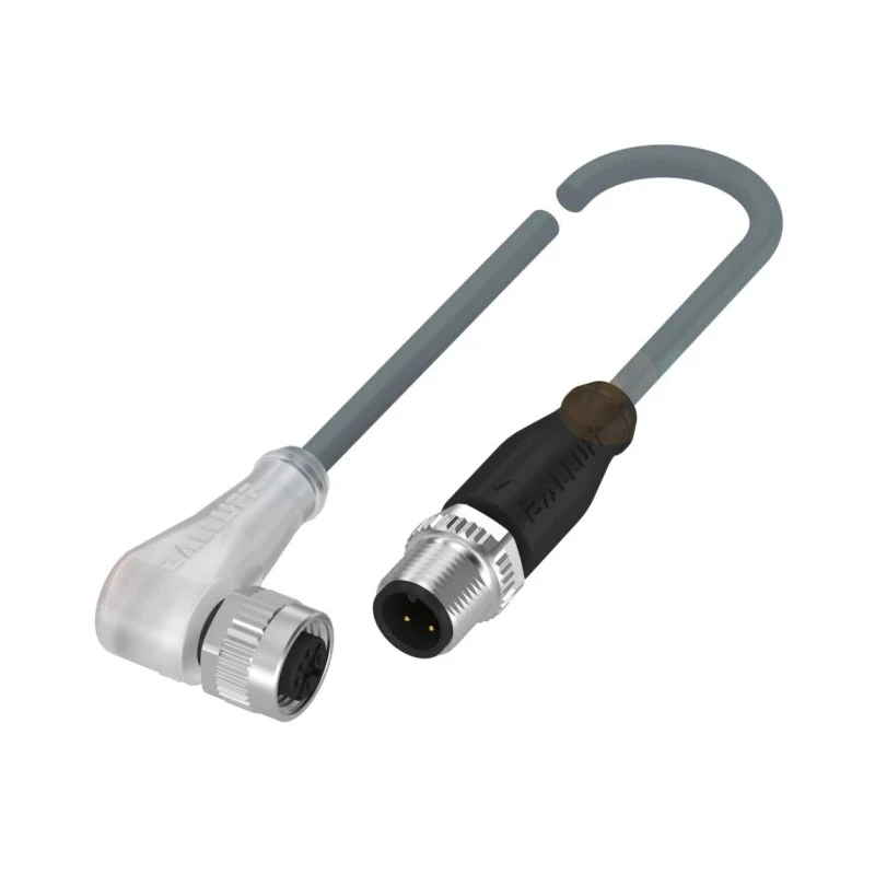 BALLUFF Sensor Actuator Cable Female 4 Way Right Angle to Male 4 Way Straight, PVC Jacket 600 mm BCC0398