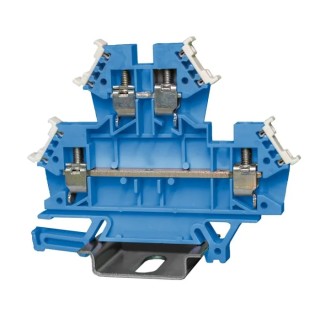 RS PRO Feed Through Terminal Block Blue 2-Level Cage Clamp 32A 1000V 24-10 AWG 242-0526
