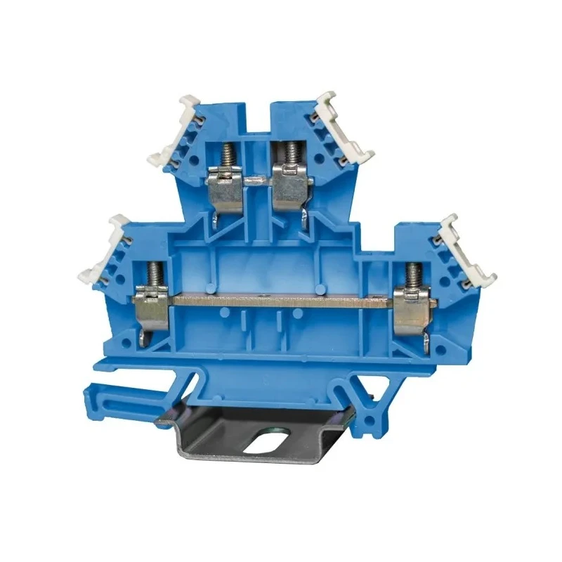 RS PRO Feed Through Terminal Block Blue 2-Level Cage Clamp 32A 1000V 24-10 AWG 242-0526