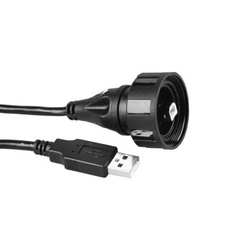Bulgin IC Socket USB Cable Male USB Type B to Male USB Type A, USB 2.0, Black, 2m PX0840/B/2M00