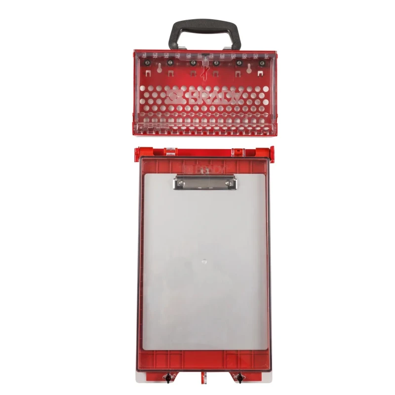 Brady Red 12-Lock Lockout Steel Group Lockout & Permit Control Station, 8.38 mm KIT,SLIMVIEW RED,PERMIT DISPLAY STATION