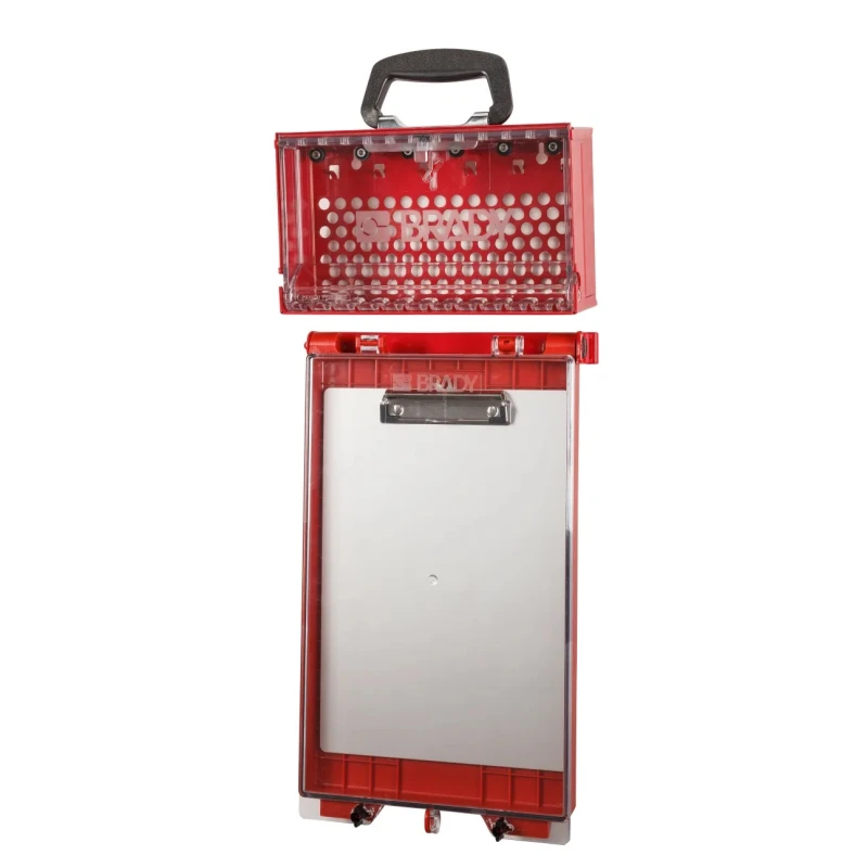 Brady Red 12-Lock Lockout Steel Group Lockout & Permit Control Station, 8.38 mm KIT,SLIMVIEW RED,PERMIT DISPLAY STATION